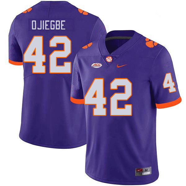 Men's Clemson Tigers David Ojiegbe #42 College Purple NCAA Authentic Football Stitched Jersey 23XK30HP